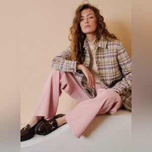 Sezane Will Jacket Violet Check